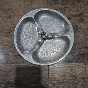 Vintage Continental Hand Wrought Silverlook Aluminum serving tray